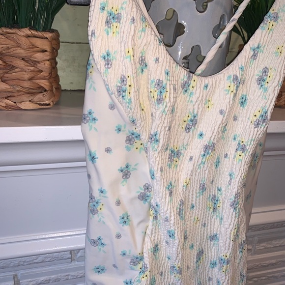 Tori Praver Ivory Scoop Neck Ditsy Floral Tie Back One Piece Swimsuit Size L - Picture 7 of 7